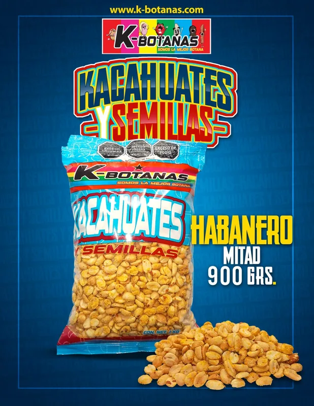Cacahuate Habanero Mitades .900gr