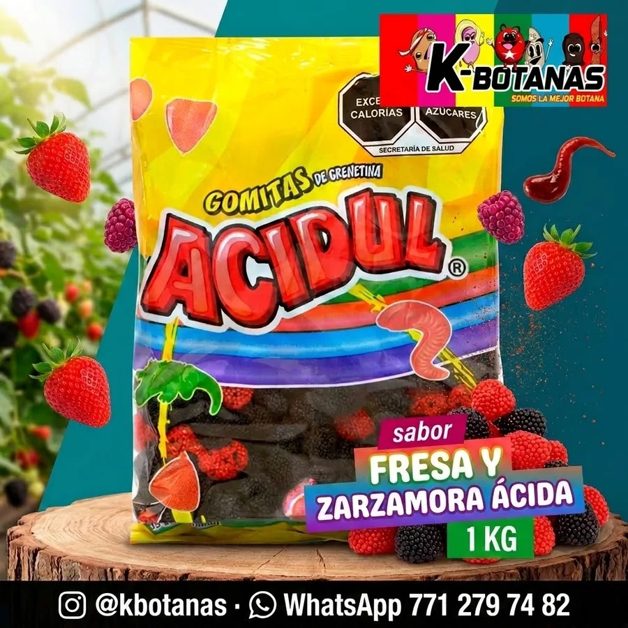 Acidul gomitas Gota Gragea Mora-Fresa bolsa con 1 kilo