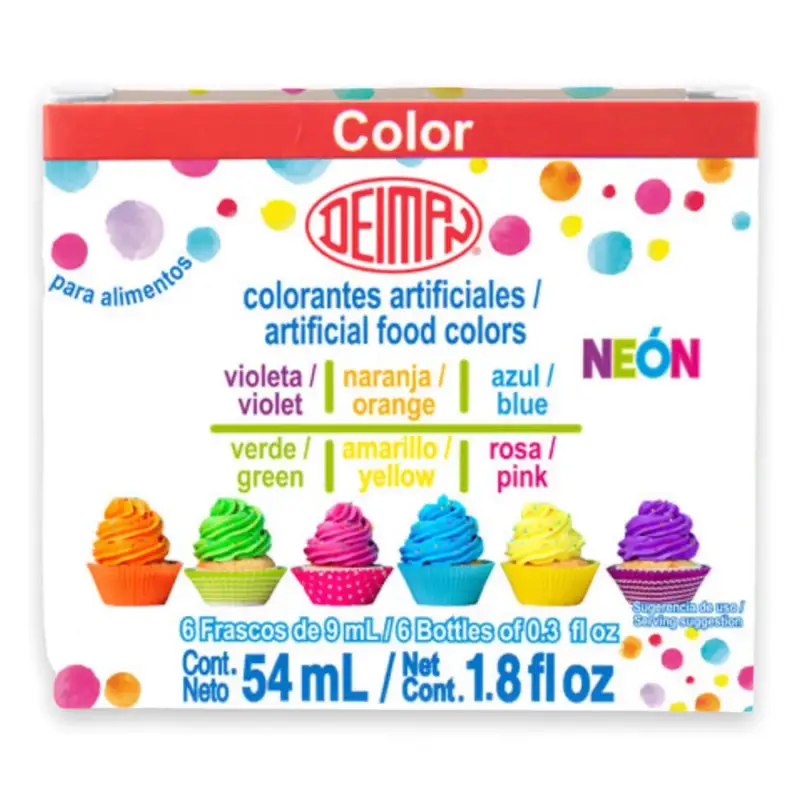 Deiman Multicolor Líquido colores NEÓN paquete con frascos de 54ml