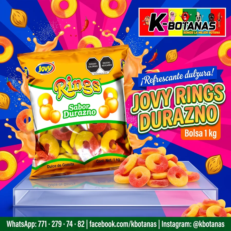Jovy gomita Gummy Rings DURAZNO bolsa con 1 kilo