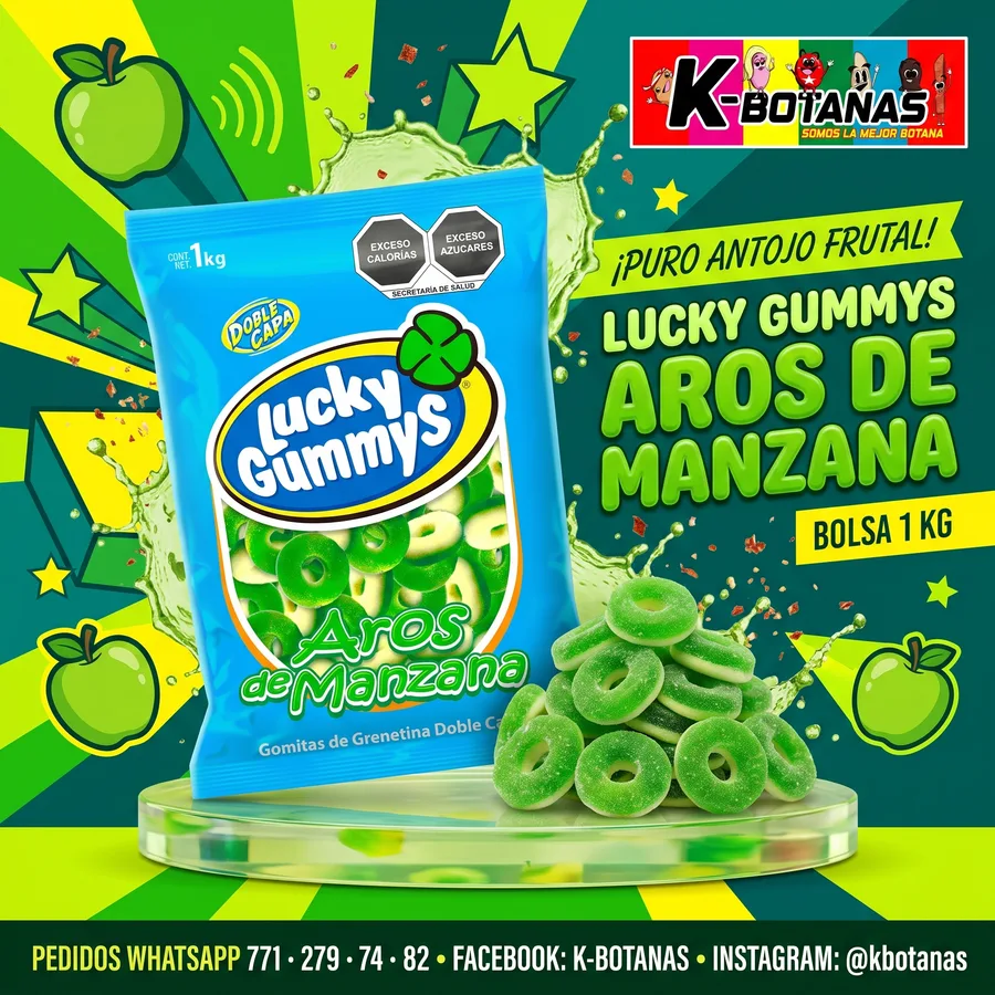 Cuanda Goma Lucky Gummys Aros Manzana 1 Kg