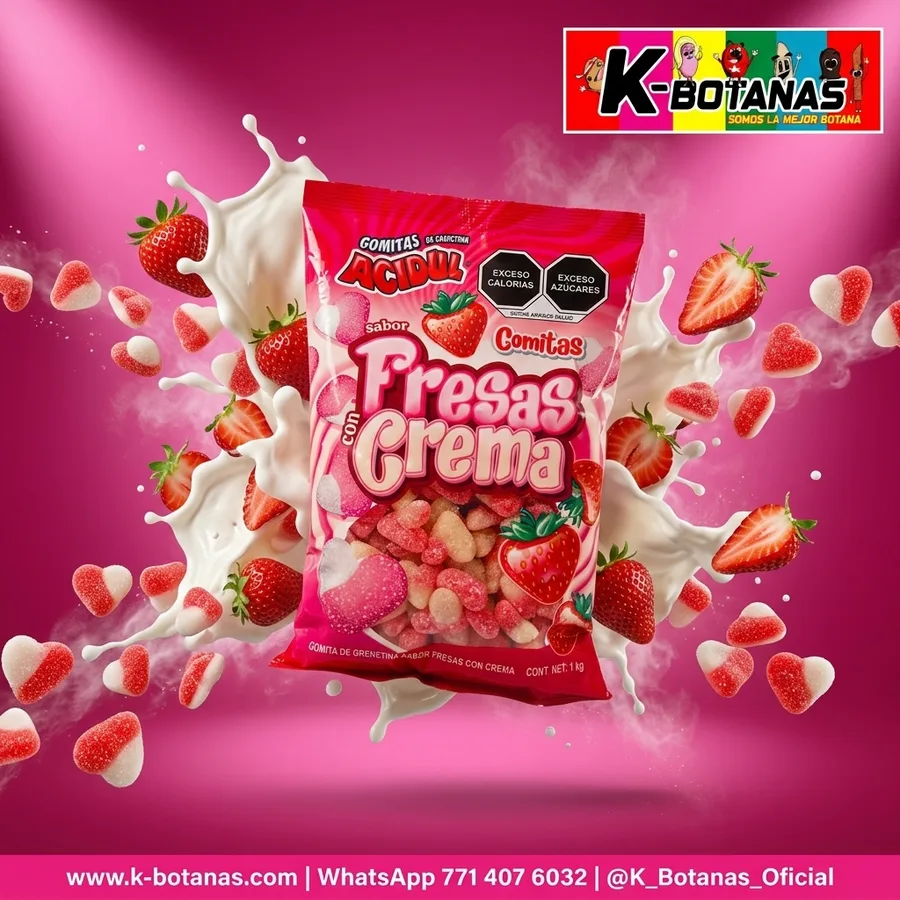 Acidul gomitas Corazón Fresas con Crema 1Kg